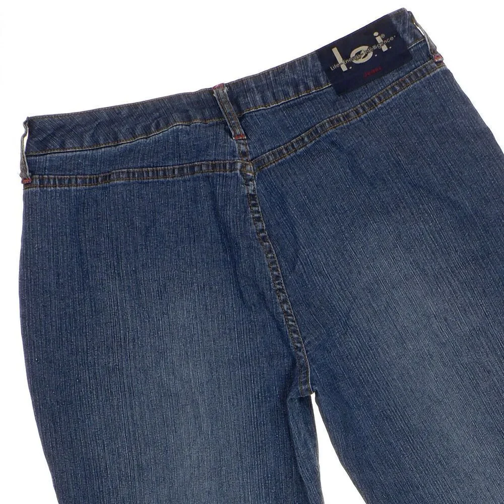 Lei Crop Capri Jeans Size 16 1/2 Girls Cuffed Blue Denim Measures 31 x 21.5